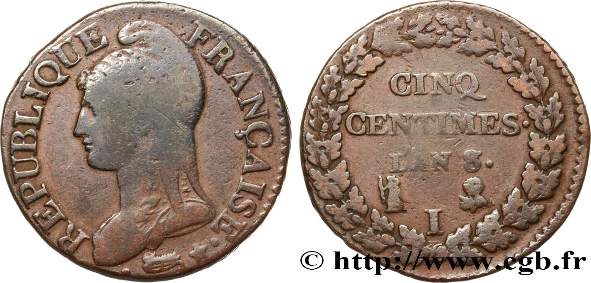 Cinq centimes Dupré, grand module 1800 Limoges F.115/128 BC15 