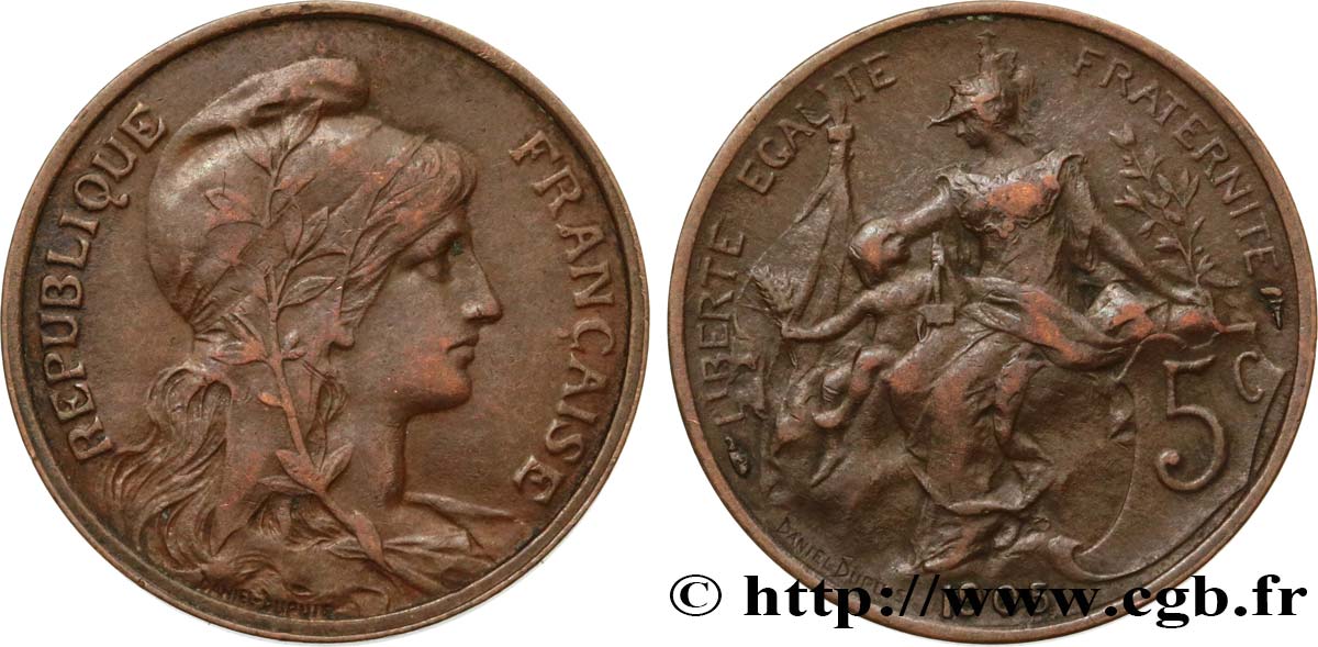 5 centimes Daniel-Dupuis 1905  F.119/15 XF40 