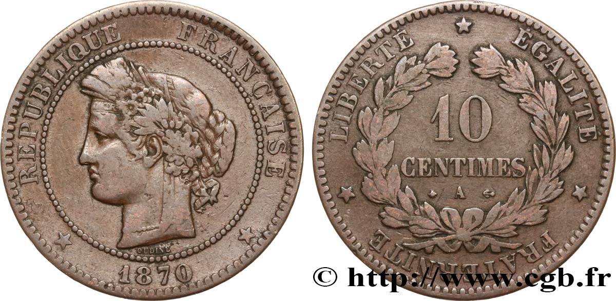 10 centimes Cérès 1870 Paris F.135/4 TB20 