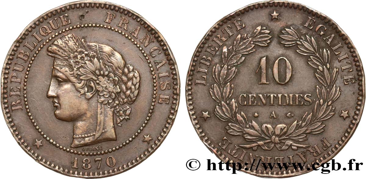 10 centimes Cérès 1870 Paris F.135/4 TB35 