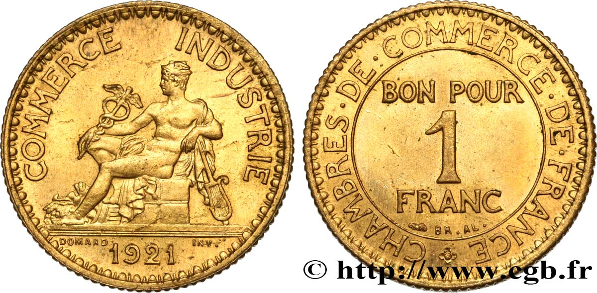 1 franc Chambres de Commerce 1921 Paris F.218/3 MS60 