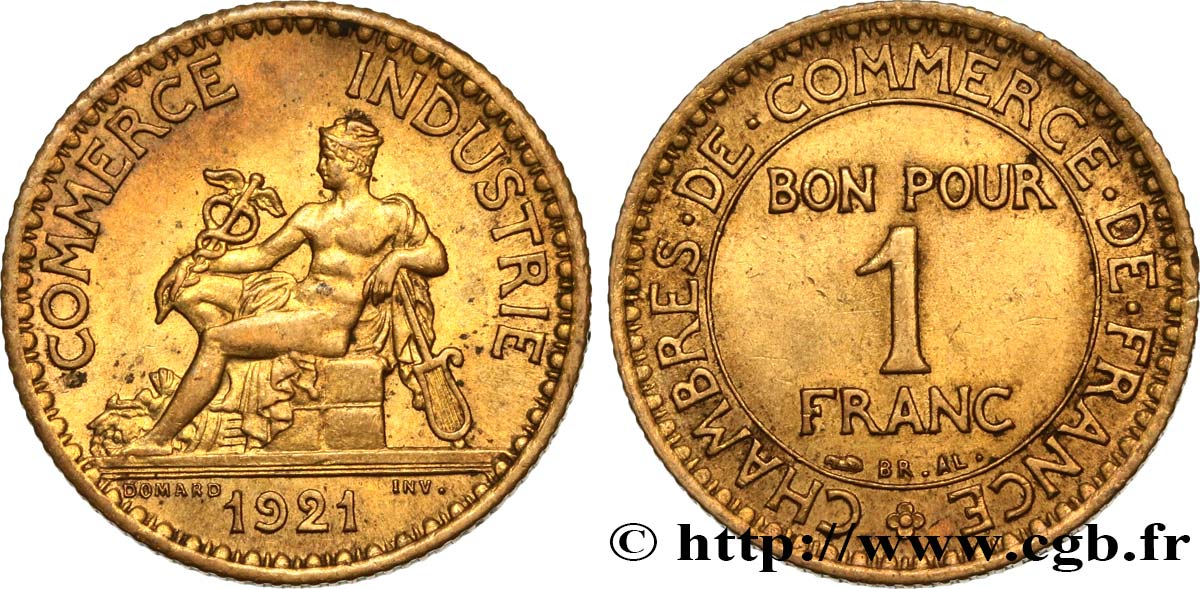 1 franc Chambres de Commerce 1921 Paris F.218/3 AU52 
