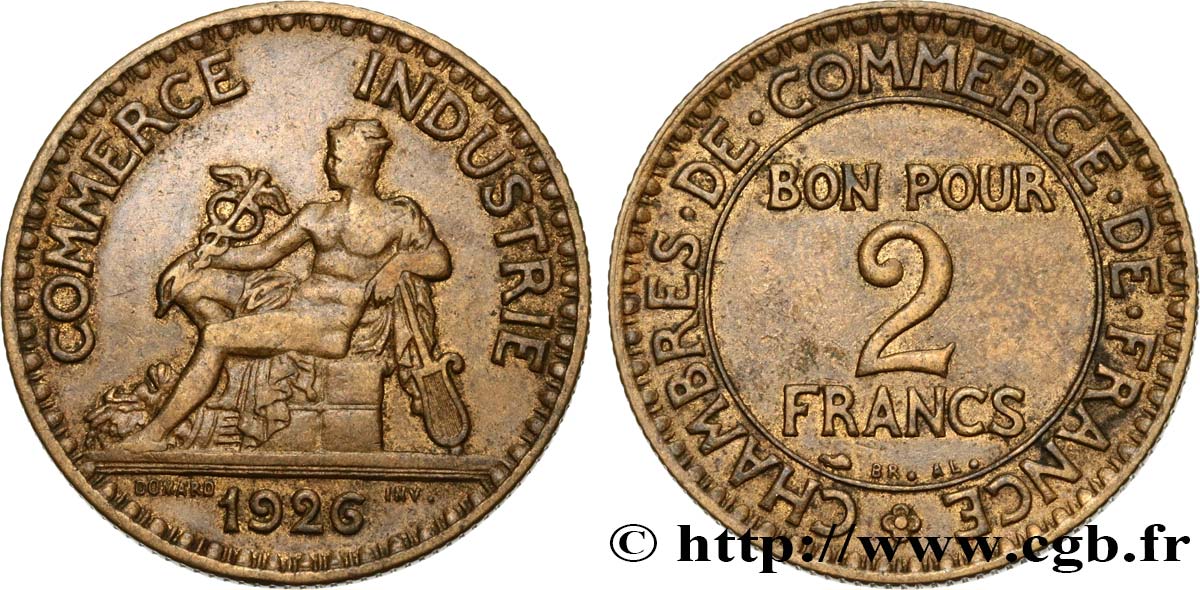 2 francs Chambres de Commerce 1926  F.267/8 XF40 