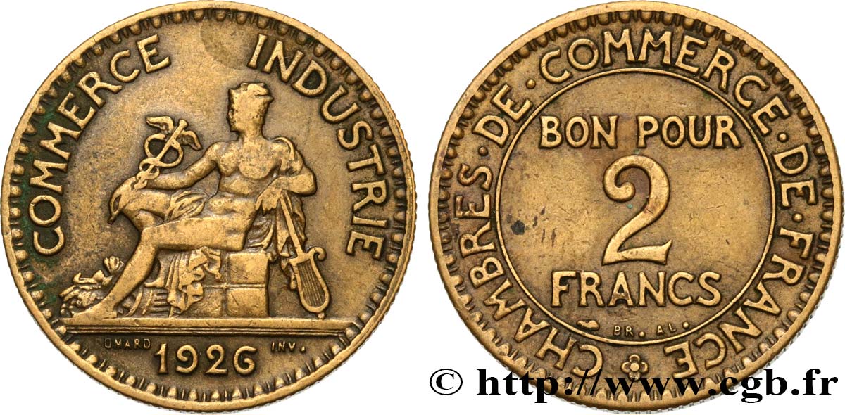 2 francs Chambres de Commerce 1926  F.267/8 VF35 