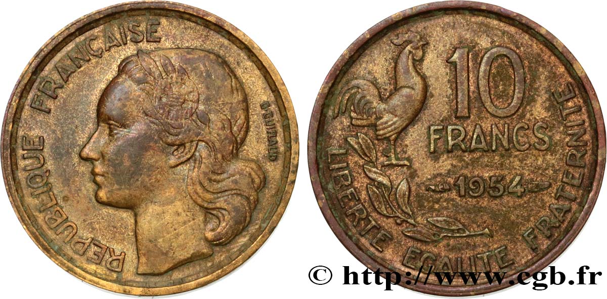 10 francs Guiraud 1954  F.363/10 VF 