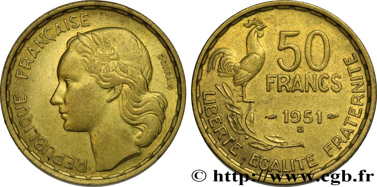 50 francs Guiraud 1951 Beaumont-Le-Roger F.425/6 AU52 