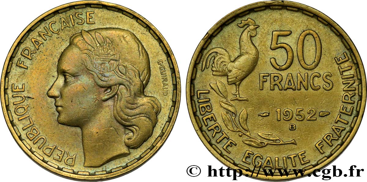 50 francs Guiraud 1952 Beaumont-Le-Roger F.425/9 TTB40 