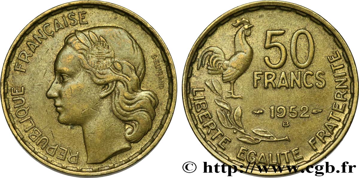 50 francs Guiraud 1952 Beaumont-Le-Roger F.425/9 TTB45 