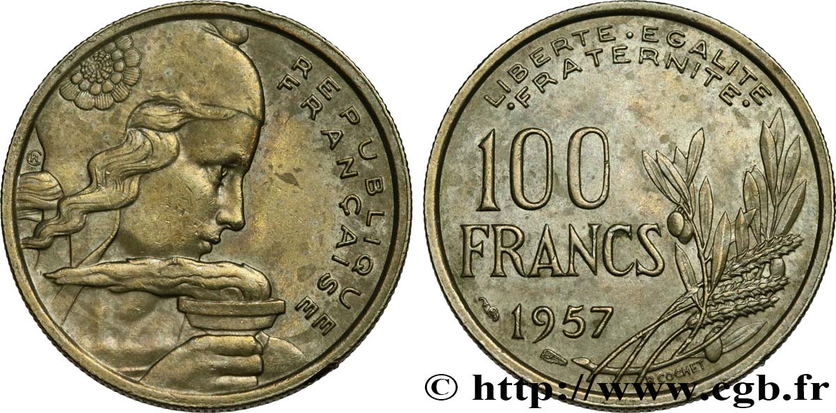 100 francs Cochet 1957  F.450/10 XF48 