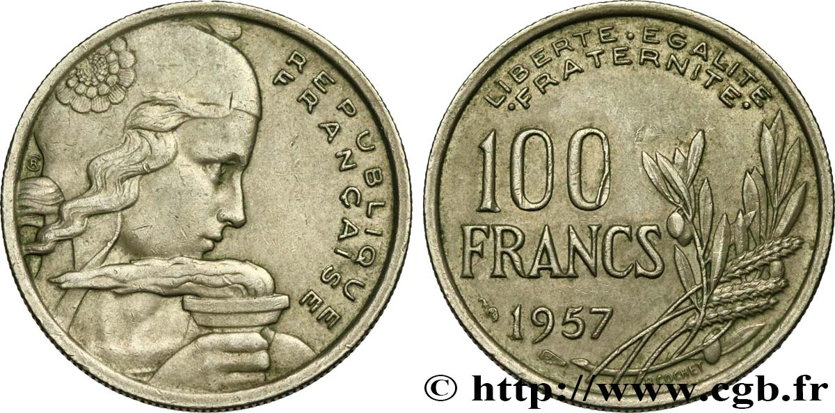 100 francs Cochet 1957  F.450/10 XF 