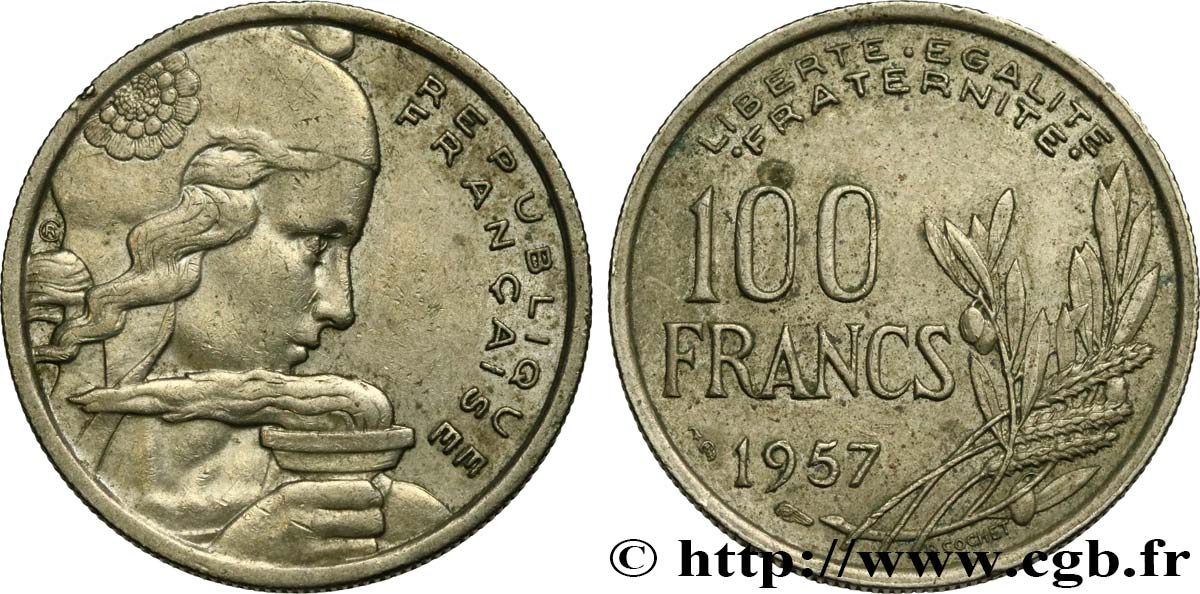 100 francs Cochet 1957  F.450/10 XF 