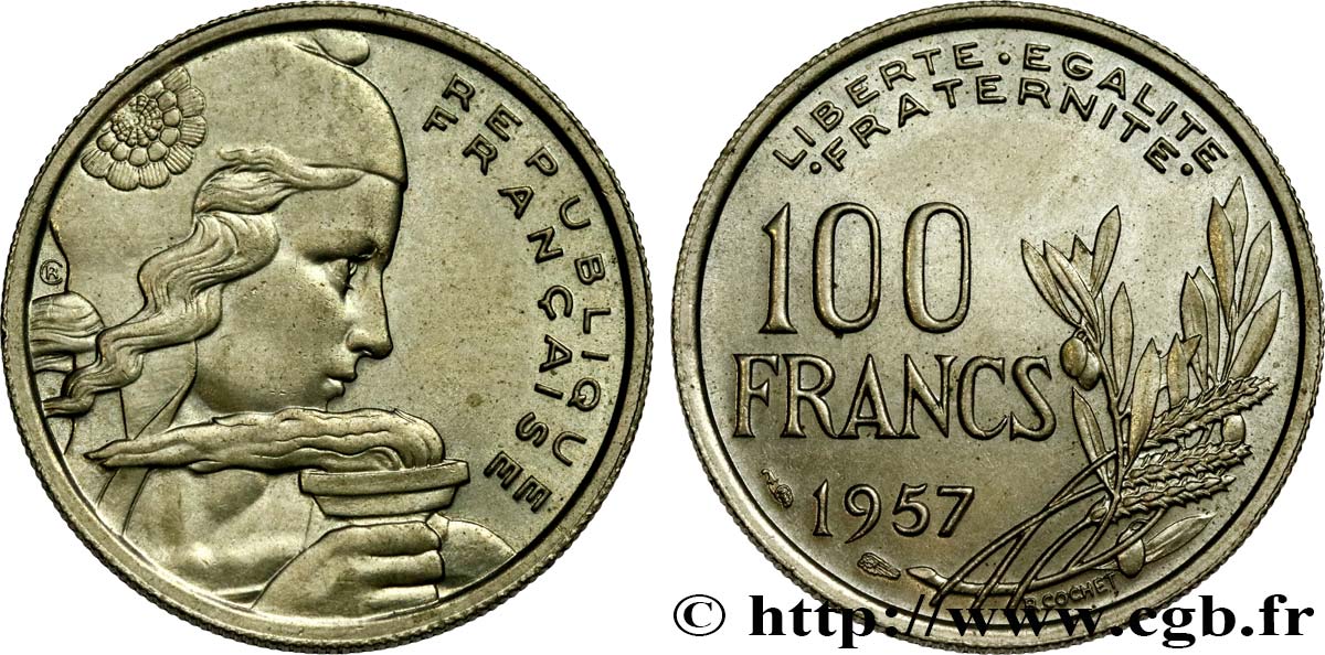 100 francs Cochet 1957  F.450/10 AU55 