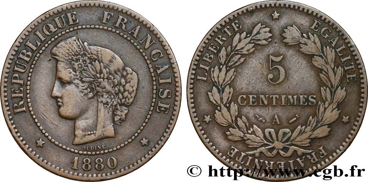 5 centimes Cérès 1880 Paris F.118/21 S25 