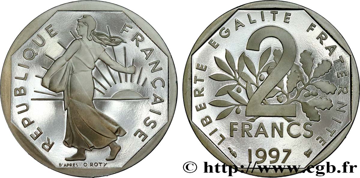 2 francs Semeuse, nickel, BE (Belle Épreuve) 1997 Pessac F.272/25 var. FDC 
