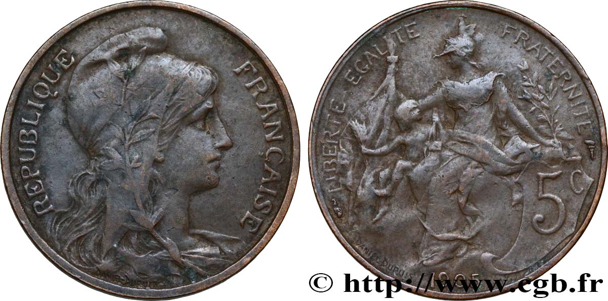 5 centimes Daniel-Dupuis 1905  F.119/15 VF35 