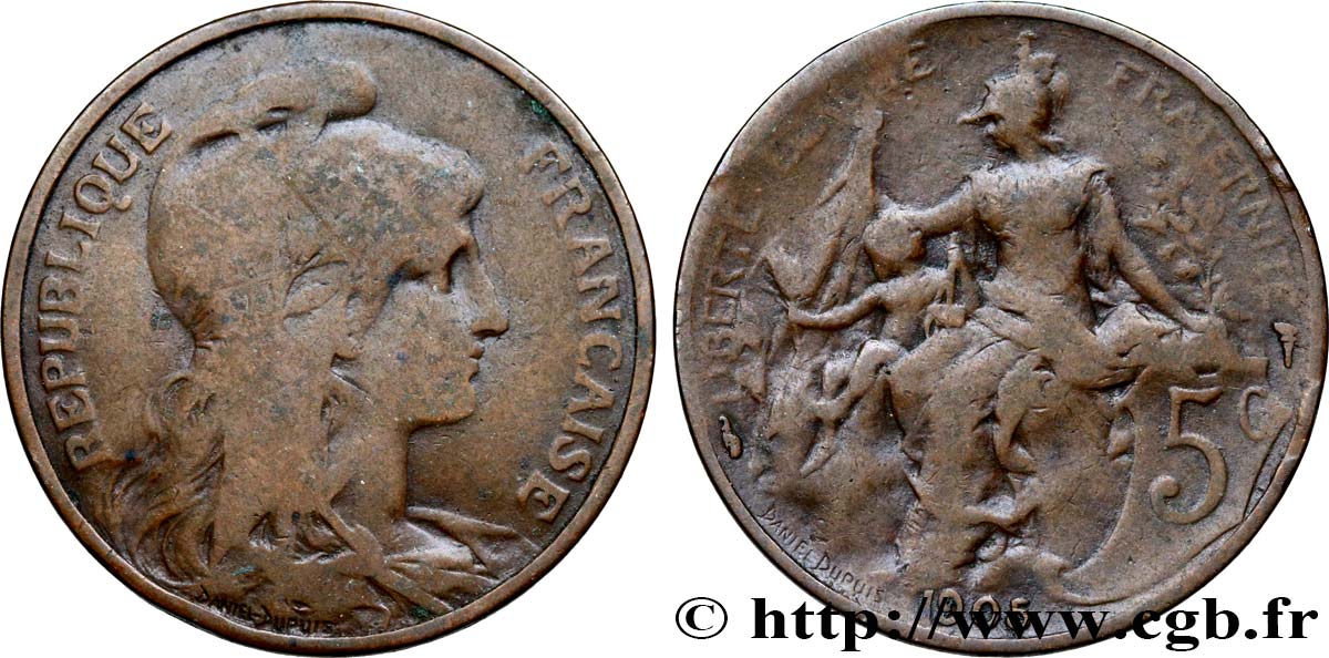 5 centimes Daniel-Dupuis 1905  F.119/15 VG10 