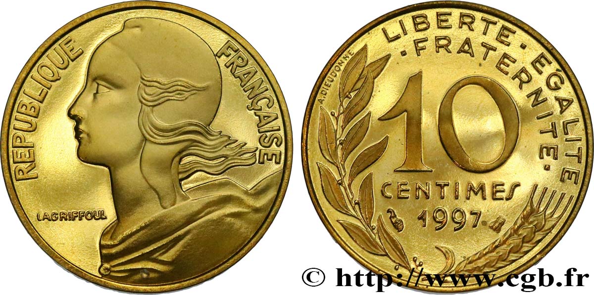 10 centimes Marianne, BE (Belle Épreuve) 1997 Pessac F.144/41 var. FDC 