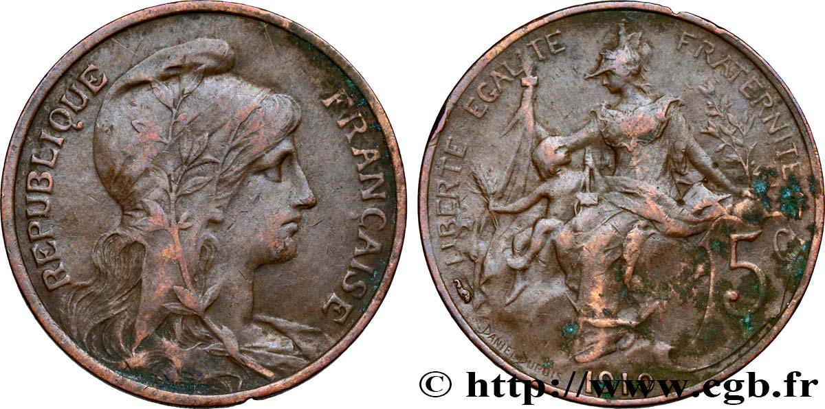 5 centimes Daniel-Dupuis 1910  F.119/22 BC+ 