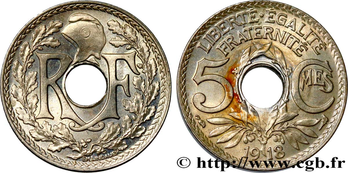 5 centimes Lindauer, grand module 1918 Paris F.121/2 AU 