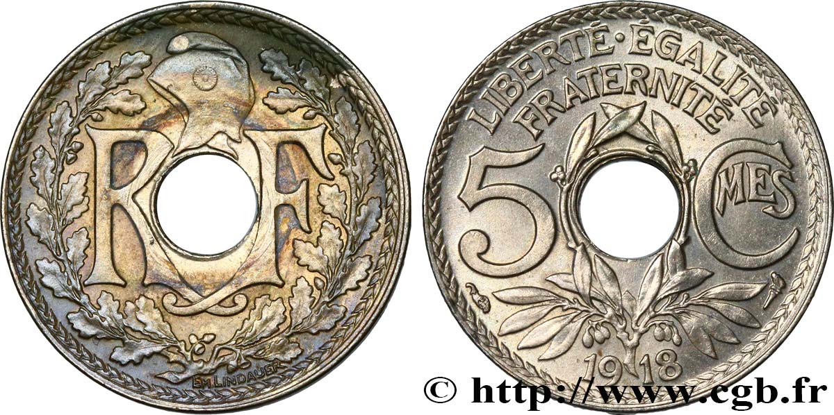 5 centimes Lindauer, grand module 1918 Paris F.121/2 EBC 