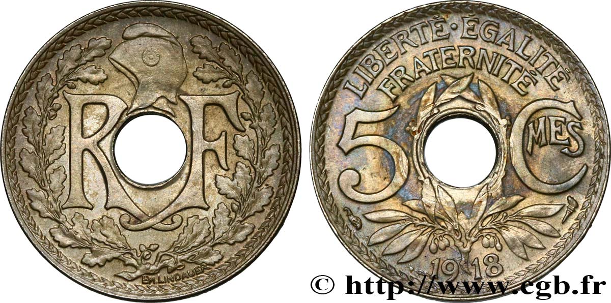 5 centimes Lindauer, grand module 1918 Paris F.121/2 fVZ 