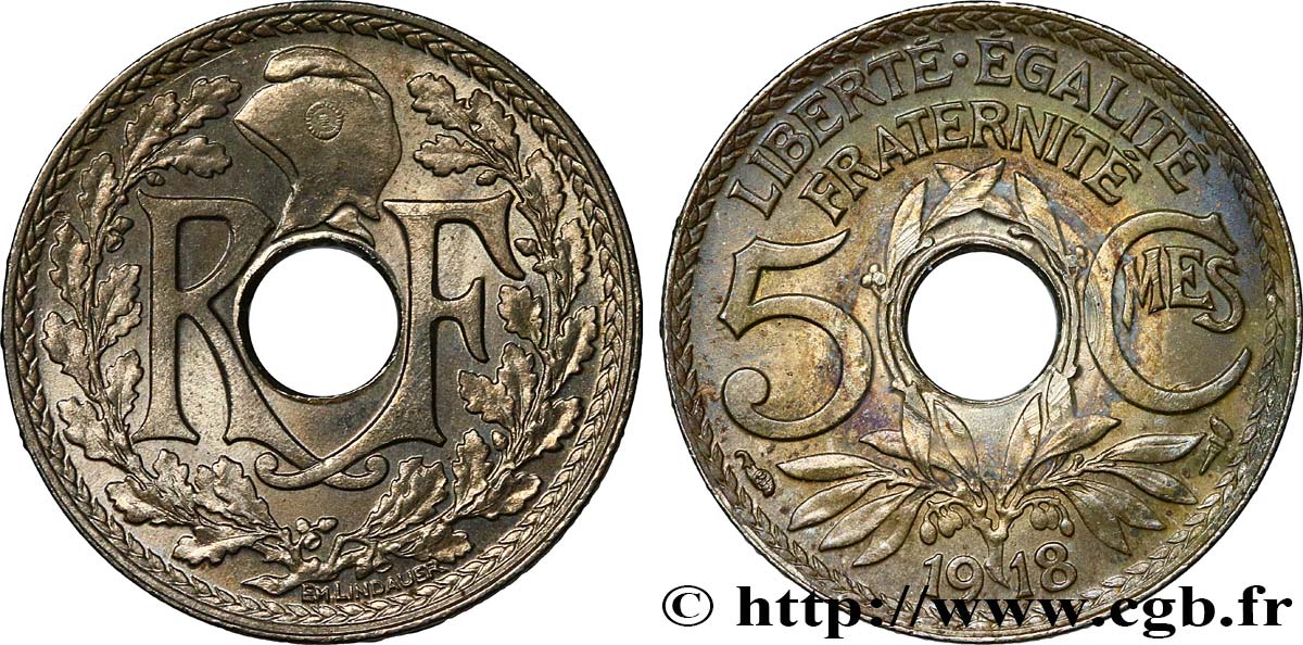 5 centimes Lindauer, grand module 1918 Paris F.121/2 SPL 