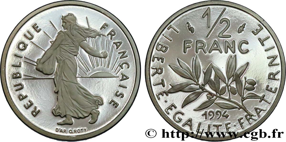 1/2 franc Semeuse, Belle Épreuve 1994 Pessac F.198/36 var. ST 