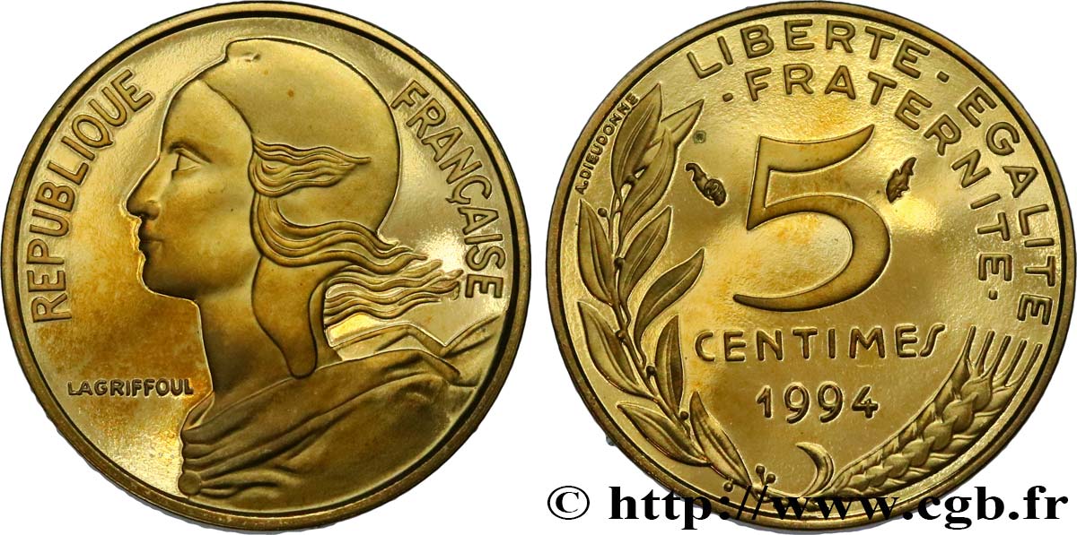 5 centimes Marianne, Belle Épreuve, 4 plis 1994 Pessac F.125/35 var. ST 