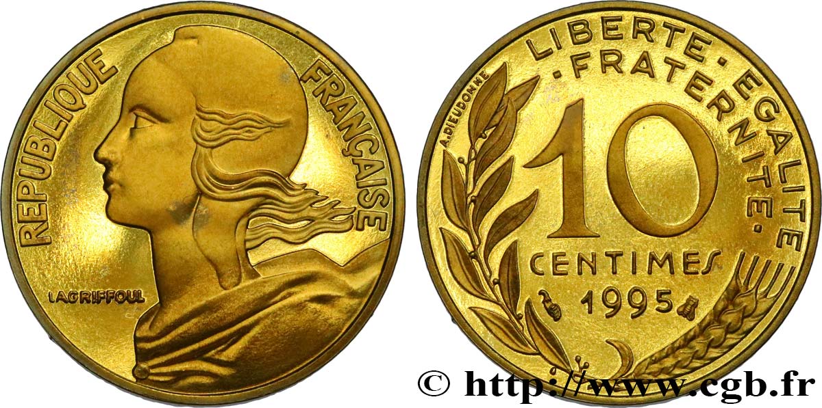 10 centimes Marianne, Belle Épreuve 1995 Pessac F.144/39 var. FDC 