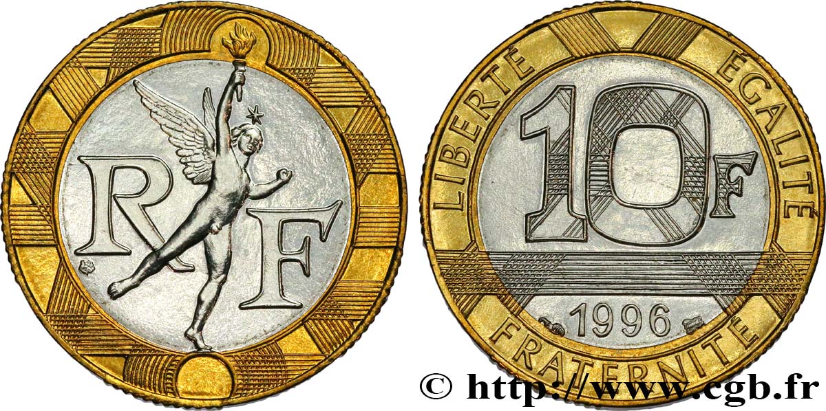 10 francs Génie de la Bastille, BU (Brillant Universel) 1996 Pessac F.375/13 MS 