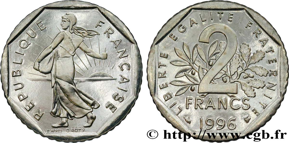 2 francs Semeuse, nickel, BU (Brillant Universel)  1996 Pessac F.272/24 ST 