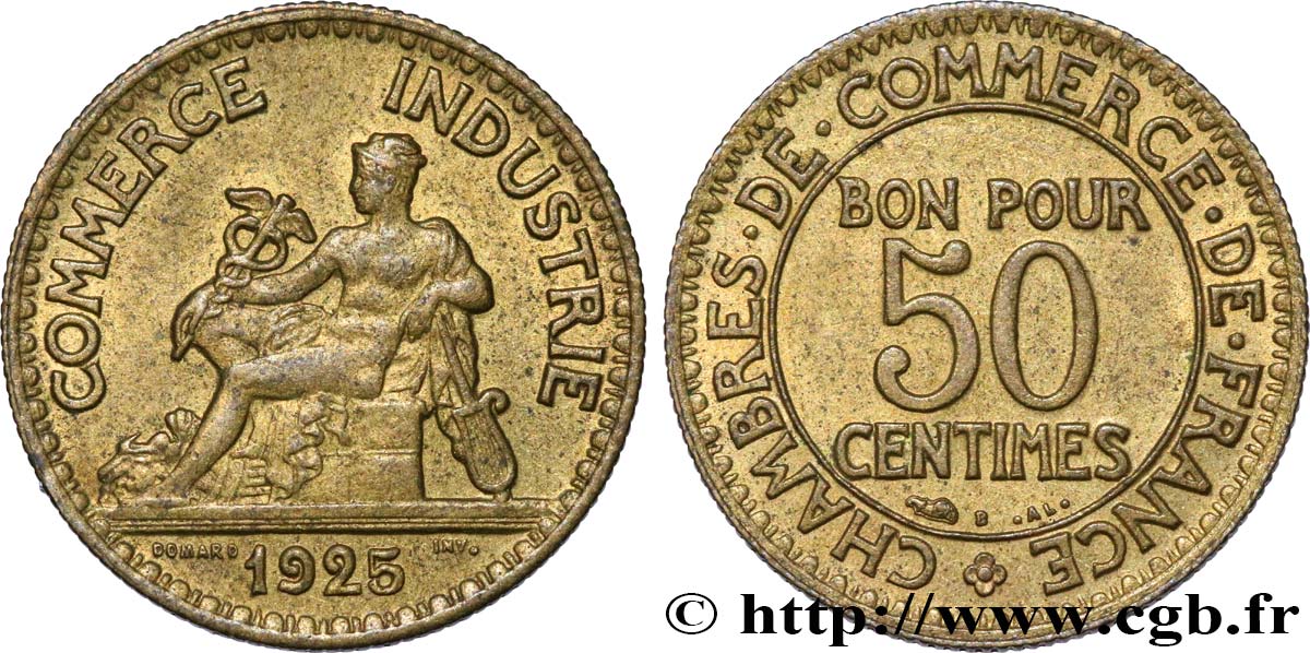 50 centimes Chambres de Commerce 1925 Paris F.191/7 VZ55 