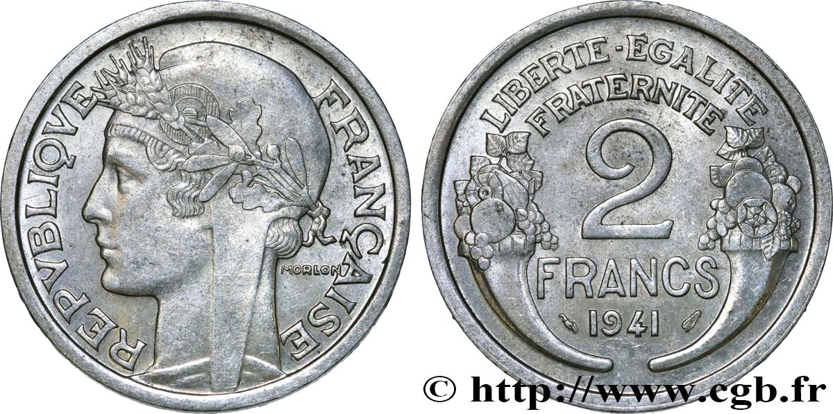 2 francs Morlon, aluminium 1941  F.269/2 AU52 