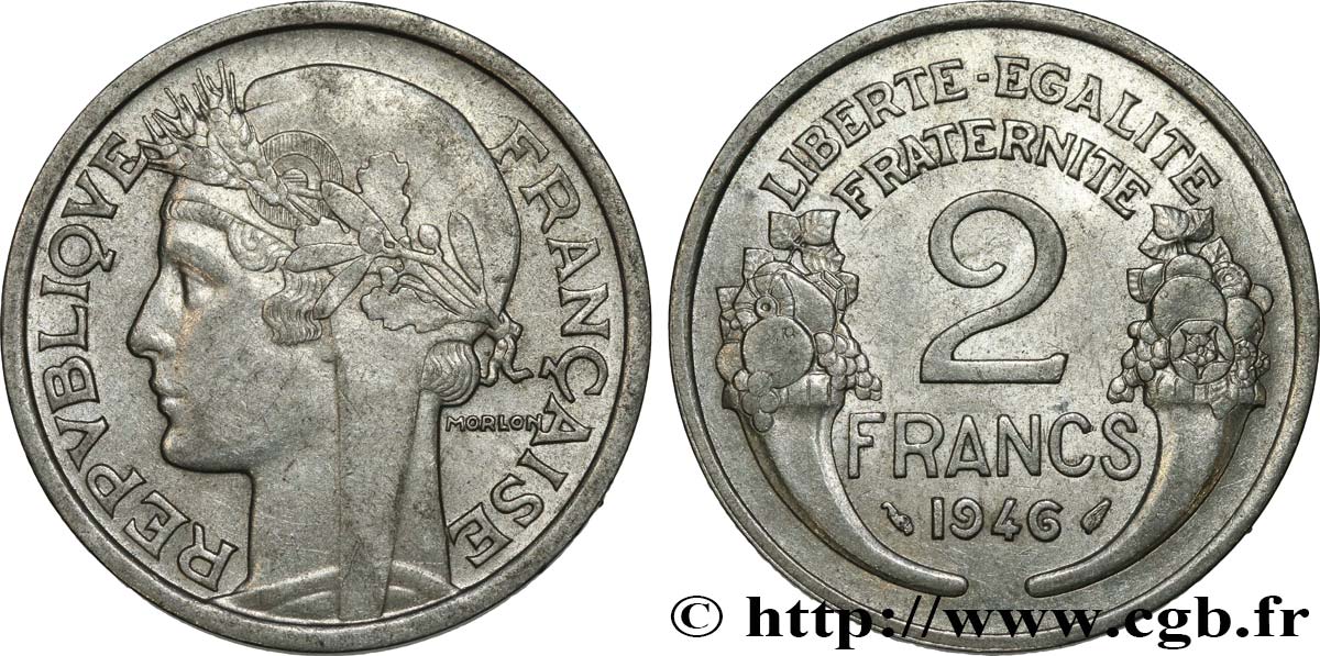 2 francs Morlon, aluminium 1946  F.269/8 SS52 