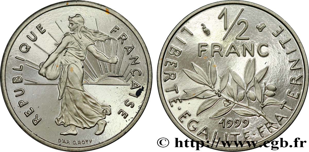 1/2 franc Semeuse, BE (Belle Épreuve) 1999 Pessac F.198/42 var. MS 