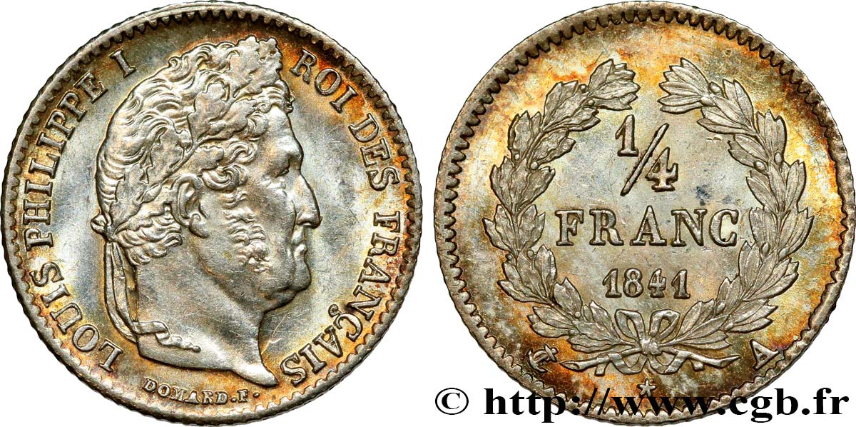 1/4 franc Louis-Philippe 1841 Paris F.166/85 fST63 