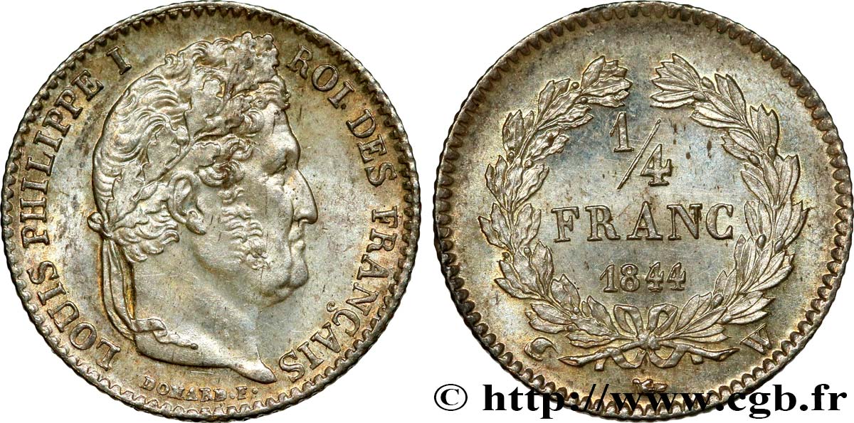 1/4 franc Louis-Philippe 1844 Lille F.166/101 EBC62 