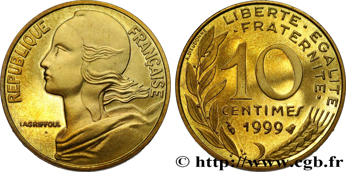 10 centimes Marianne, BE (Belle Épreuve) 1999 Pessac F.144/43 var. ST 