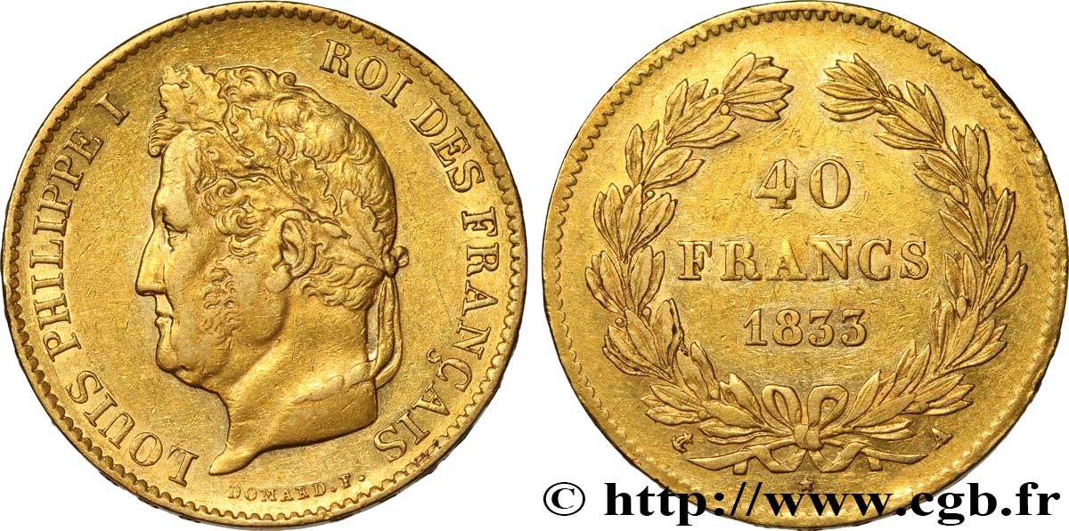 40 francs or Louis-Philippe 1833 Paris F.546/5 TTB48 