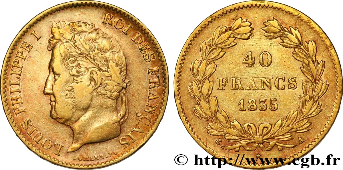 40 francs or Louis-Philippe 1835 Paris F.546/8 TTB40 