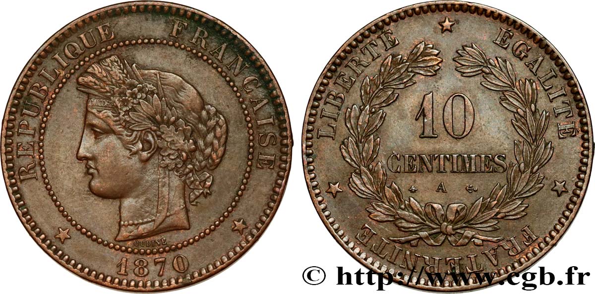 10 centimes Cérès 1870 Paris F.135/4 TTB45 