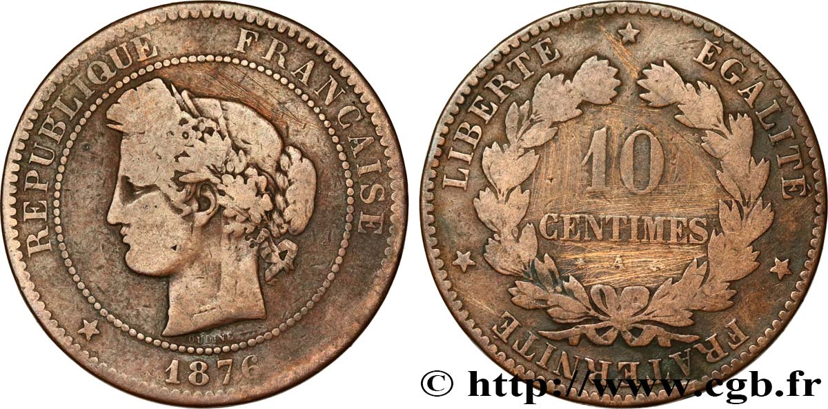 10 centimes Cérès 1876 Paris F.135/16 B 