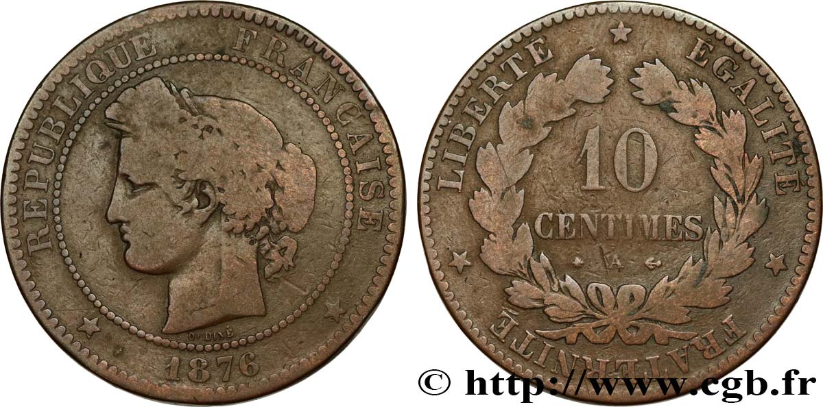 10 centimes Cérès 1876 Paris F.135/16 RC10 