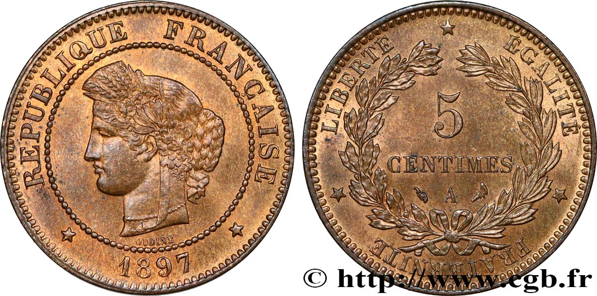 5 centimes Cérès 1897 Paris F.118/39 MS65 