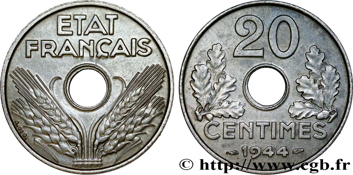 20 centimes fer 1944  F.154/3 EBC62 