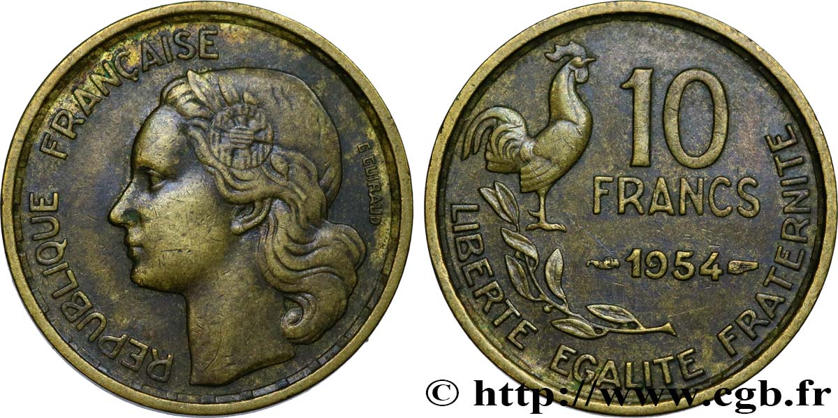10 francs Guiraud 1954  F.363/10 TB35 