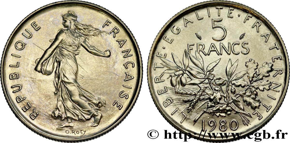 5 francs Semeuse, nickel 1980 Pessac F.341/12 ST 