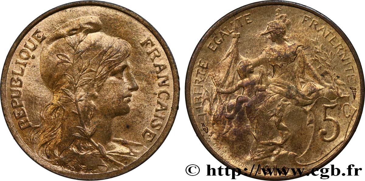 5 centimes Daniel-Dupuis 1910  F.119/22 MS62 