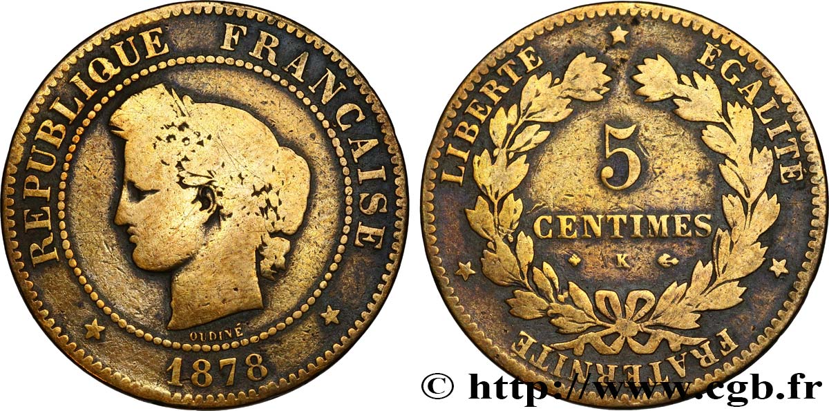 5 centimes Cérès 1878 Bordeaux F.118/18 VG 