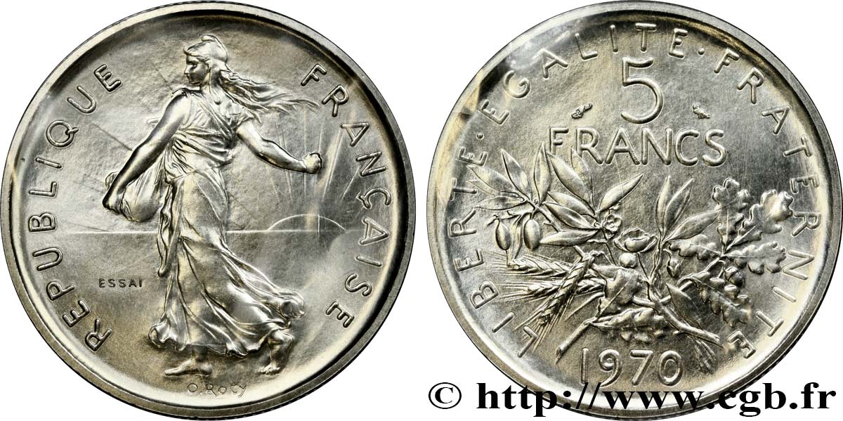 Essai de 5 francs Semeuse, nickel 1970 Paris F.341/1 ST 